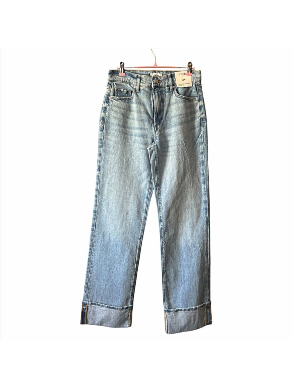 Rivete Denim Loft Relaxed Straight Mid-Rise Jeans Cuffed Leg Classic Denim Pants - Picture 6 of 12